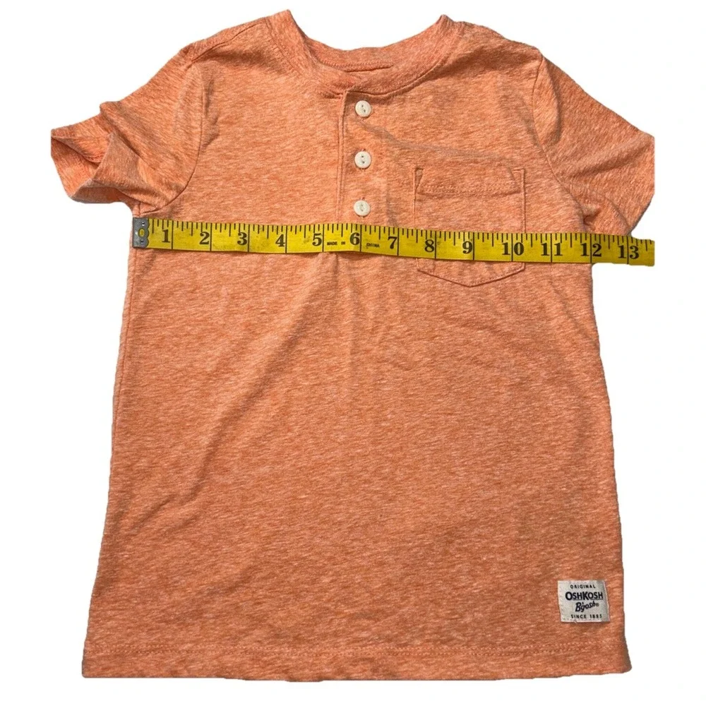 Oshkosh B'Gosh Boy's Orange‎ T-Shirt 1/4 Button Soft Comfort Toddler Size 5T